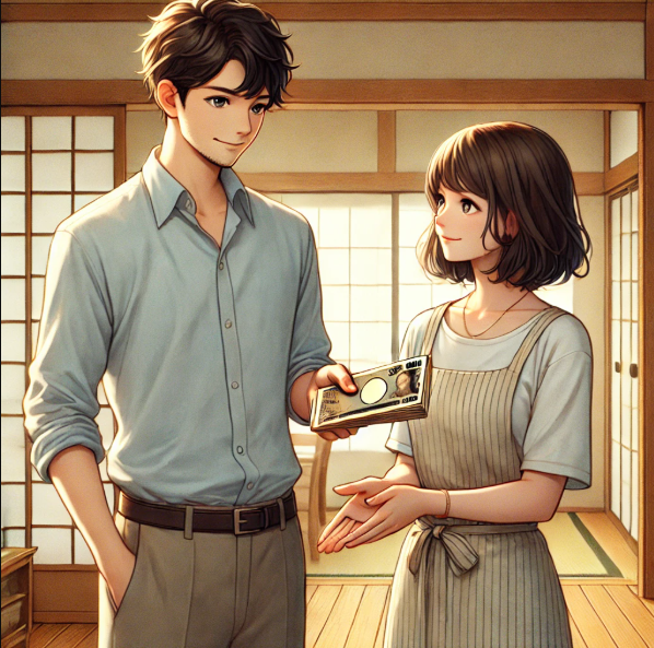 給料を全部妻に手渡す夫