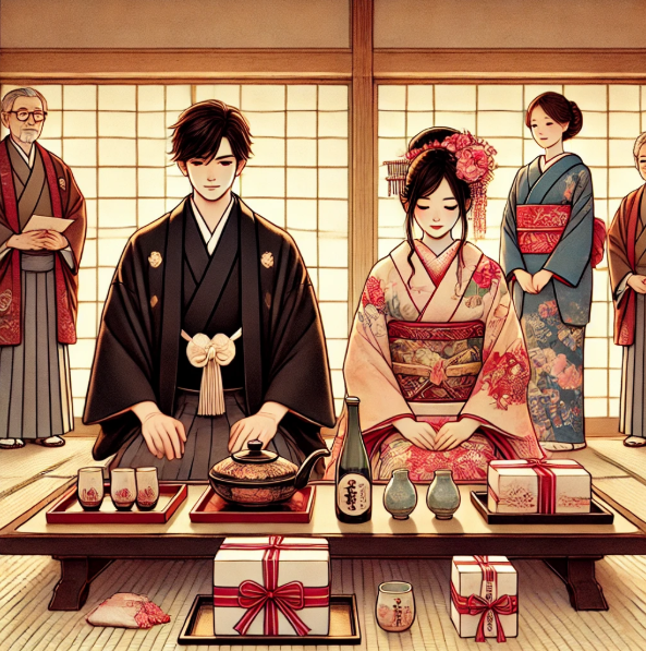 結納をする男女